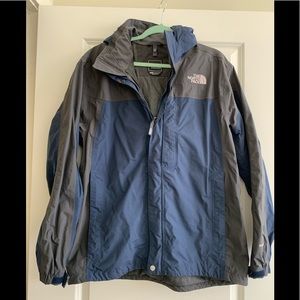 North Face HyVent Rain Jacket Blue/Gray Size Large